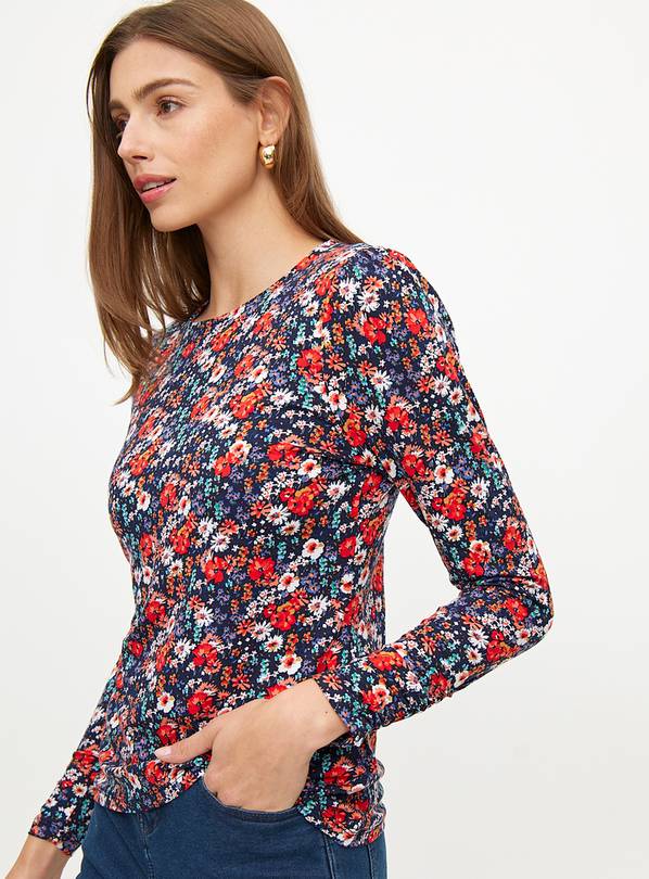 Blue Ditsy Floral Printed Long Sleeve Top 10